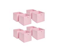 OHS Pack of 8 Plain Folding Storage Boxes in Light Pink OHS Light Pink