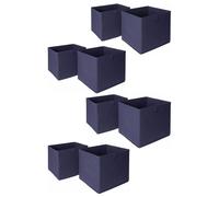 OHS Pack of 8 Plain Folding Storage Boxes in Navy OHS Navy