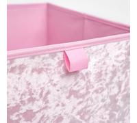OHS Pair Of 2 Crushed Velvet Stylish Folding Storage Box Cube