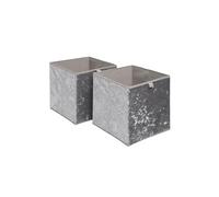 OHS Pair of 2 Crushed Velvet Stylish Folding Storage Box Cube in Dark Grey OHS Dark Grey
