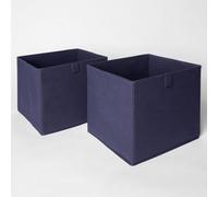 OHS Pair Of 2 Folding Storage Organiser Cube Home Laundry Box