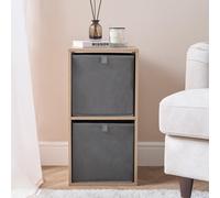 OHS Pair of 2 Matte Velvet Cube Storage Boxes in Grey OHS Grey