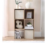 OHS Pair of 2 Matte Velvet Cube Storage Boxes in Natural OHS Natural