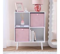 OHS Pair of 2 Matte Velvet Cube Storage Boxes in Pink OHS Pink