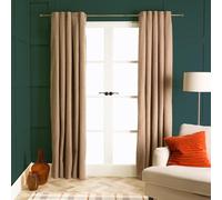 OHS Pair Of Boucle Curtains Eyelet Blackout in Natural | Size: 229 cm width x 229 cm drop OHS Natural 229 cm width x 229 cm drop