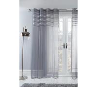 Sienna Pair of Diamante Voile Net Curtain Eyelet Top - Grey