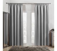 OHS Pair of Eyelet OR Pencil Pleat Blackout Curtains Thermal Ready Made in Silver | Size: 228 cm width x 228 cm drop OHS Silver 228 cm width x 228 cm drop