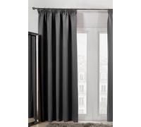 Dreamscene Pencil Pleat Blackout Curtains Set of 2 Thermal Tape Top Heading Panels, Charcoal Grey - Width 66" x Drop 72"
