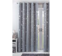 OHS Pair of Star Ready Made Eyelet Blackout Curtains in Light Grey | Size: 117 cm width x 183 cm drop OHS Light Grey 117 cm width x 183 cm drop