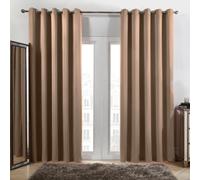 Dreamscene Eyelet Blackout Curtains Beige, Decorative Black Out Curtain for Bedroom Living Room Soft Modern Thermal Lined Blackout Curtains, 66x72”