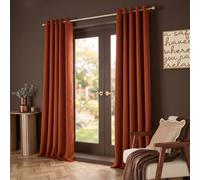 OHS Pair of Thermal Ready Made Eyelet Blackout Curtains in Burnt Orange | Size: 117 cm width x 183 cm drop OHS Burnt Orange 117 cm width x 183 cm drop