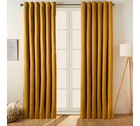OHS Pair of Thermal Ready Made Eyelet Blackout Curtains in Mustard | Size: 117 cm width x 137 cm drop OHS Mustard 117 cm width x 137 cm drop