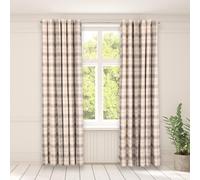 OHS Blackout Curtains Cream Eyelet, Woven Check Soft Curtains for Living Room Bedroom Office Modern Decorative Extra Wide Curtains for Winter, 90x90”