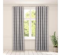 OHS Pair Of Woven Check Eyelet Curtains Textured in Grey | Size: 168 cm width x 183 cm drop OHS Grey 168 cm width x 183 cm drop