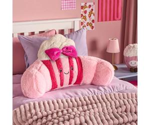 OHS Paisley Popcorn Cuddle Cushion, Comfy Reading Pillows Super Soft Flannel Fleece Support Pillow with Arms Gaming Cushion for Girls Snuggle Hug Pillow Relaxing at Home, Hot Pink