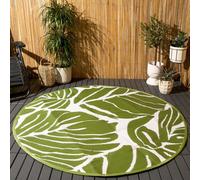 OHS Palm Garden Outdoor Rug Large Waterproof, Grey White - 170Cm