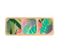 OHS Palm Print Bamboo Serving Board, 3 Section Divided Picnic Serving Platter for Snacks Fruit & Nibbles Charcuterie Boards Reusable Outdoor Entertainer Food Board, Green