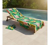 OHS Palm Print Beach Towel with Bag Quick Dry Absorbent Travel Spa OHS Multicolor