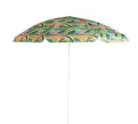 OHS Palm Print Garden Umbrella Parasol, Outdoor Garden Parasol UV Protective Polyester Canopy Sun Shade Parasols with Sturdy Pole Water Resistant Beach Umbrella, Green - 1.8m