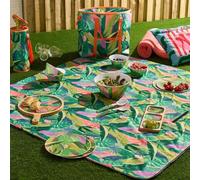 OHS Palm Print Picnic Blanket with Waterproof Backing, Foldable Camping Picnic Blanket Large Slip Resistant with Carrying Handle Picnic Mat Sandproof Washable Outdoor Beach Blankets, Green