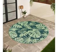Ohs Palms Reversible Round Outdoor Garden Rug Waterproof Area Floor Mat