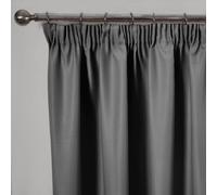 Dreamscene Pencil Pleat Blackout Curtains Set of 2 Thermal Tape Top Heading Panels, Charcoal Grey - Width 66" x Drop 72"