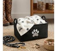OHS Pet Storage Basket Dog Toy Storage Dog Blanket Basket Home, Black | Keeps Dog Toys Leads and Blankets Tidy 33 x 14 x 25cm Basket Size Sturdy Supportive Frame Living Room Utility Room or Hallway