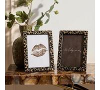 OHS Photo Frame 6x4 Wood Gallery Wall Picture Frames 2 Pack, Leopard Print