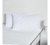 OHS Pillow Protector Cases Soft Touch Cushion Cover 2 Pack Pinsonic Quilted Set Pair in White OHS White