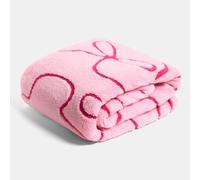 OHS Pink Blanket Throws for Sofas Large, Bow Gifts for Women Super Soft Cosy Warm Tufted Bows Fleece Blanket for Bed Settee Sherpa Reverse Fluffy Bed Throw Double Size, 130 x 160cm