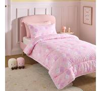 OHS Pink Coverless Duvet Single Kids Duvet Girls Bedding Set, 10.5 Tog | Reversible Single Duvet with Pillowcase Microfibre Coverless Duvet All Season Sleepovers Travel Quilt Camping Blanket