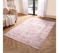 OHS Pink Rug Living Room, Vintage Printed Washable Rug Soft Durable Material Decorative Vintage Home Design Stylish Bedroom Rug - 80 x 150cm