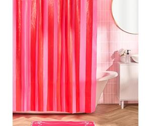 OHS Pink Shower Curtain, Mould Proof Mildew & Water Resistant Plastic Bathroom Curtain with 12 Hooks Quick Dry Weighted Hem Bathtub Curtains, 180 x 180cm - Pink