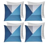 OHS Pinsonic Cushions with Covers 45 x 45, Abstract Square Throw Pillows Decorative Super Soft Scatter Cushions for Living Room Bedroom - Set of 4, Navy