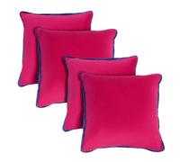 OHS Piped Edge Cushion Covers 45 x 45 Set of 4, Matte Velvet Cushion Covers Decorative Throw Pillow Cover with Invisible Home Decor for Sofa Bedroom Living Room, Hot Pink/Blue