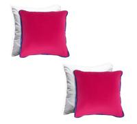 OHS Piped Edge Filled Cushions with Covers 45 x 45cm Set of 2, Matte Velvet Cushions for Sofa Bed Living Room Throw Pillow Cover with Invisible Home Decor, Hot Pink/Blue