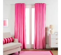 OHS Piped Edge Velvet Curtains Thermal Eyelet Ready Made, Pink - 90X90"