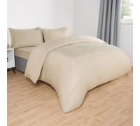 Ohs Plain Duvet Cover Pillowcase Bedding Set, Natural - Double