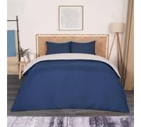 Ohs Plain Duvet Cover Pillowcase Bedding Set, Navy Grey - Single