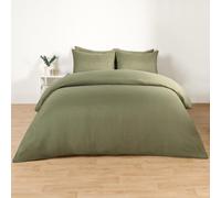 Ohs Plain Duvet Cover Pillowcase Bedding Set, Woodland Green - Double