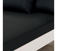 OHS Plain Dye Bed Fitted Sheet Super Soft Non Iron Microfibre, Black - Double