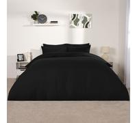 OHS Plain Dyed Duvet Cover Cover with Pillowcase Set in Black | Size: King OHS Black King
