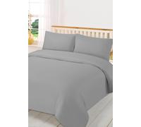 OHS Plain Dyed Duvet Cover Cover with Pillowcase Set in Light Grey | Size: Single OHS Light Grey Single