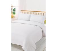 OHS Plain Dyed Duvet Cover Cover with Pillowcase Set in White | Size: Double OHS White Double