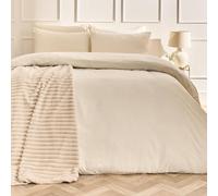 OHS Plain Dyed Duvet Cover with Pillowcase Bedding Set in Ivory | Size: Double OHS Ivory Double
