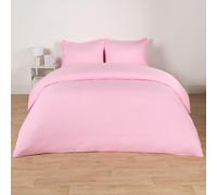 OHS Plain Dyed Duvet Cover with Pillowcase Bedding Set in Pink | Size: Double OHS Pink Double