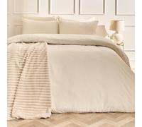 Ohs Plain Dyed Duvet Cover With Pillowcase Bedding Set, Ivory - King