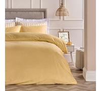 Ohs Plain Dyed Duvet Cover With Pillowcase Bedding Set, Lemon - Double