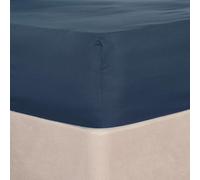 Ohs Plain Dyed Fitted Bed Sheets Non-Iron, Denim Blue - Double