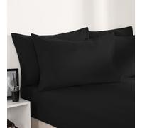 OHS Plain Dyed Non-Iron Fitted Bed Sheet in Jet Black | Size: Super King Fitted OHS Jet Black Super King Fitted